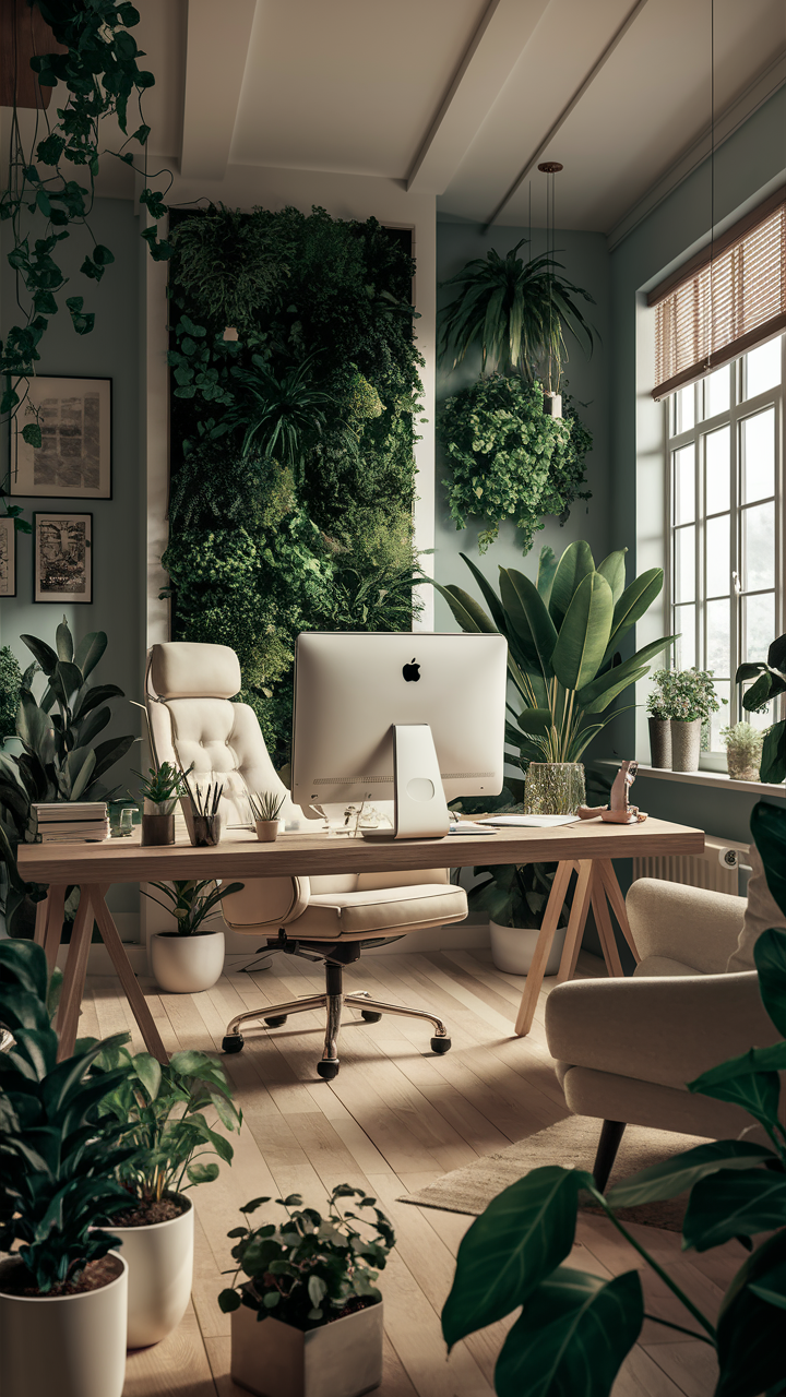 Cozy small office green ideas plants