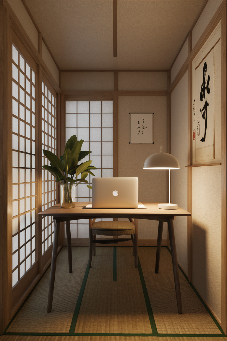 Japanese decor small office ideas japandi